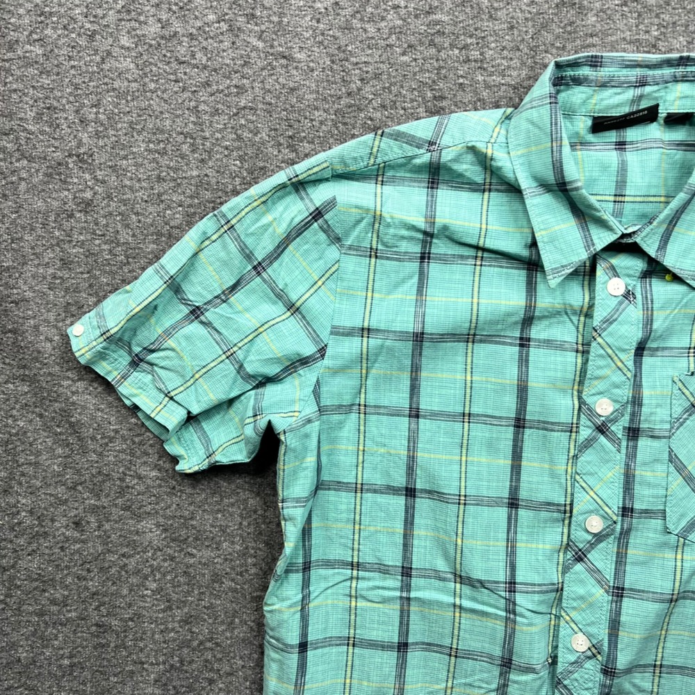Vans Shirt Mens Small Turquoise Plaid Button Down Short Sleeve Cotton VN-ORTIPBL - Picture 3 of 15